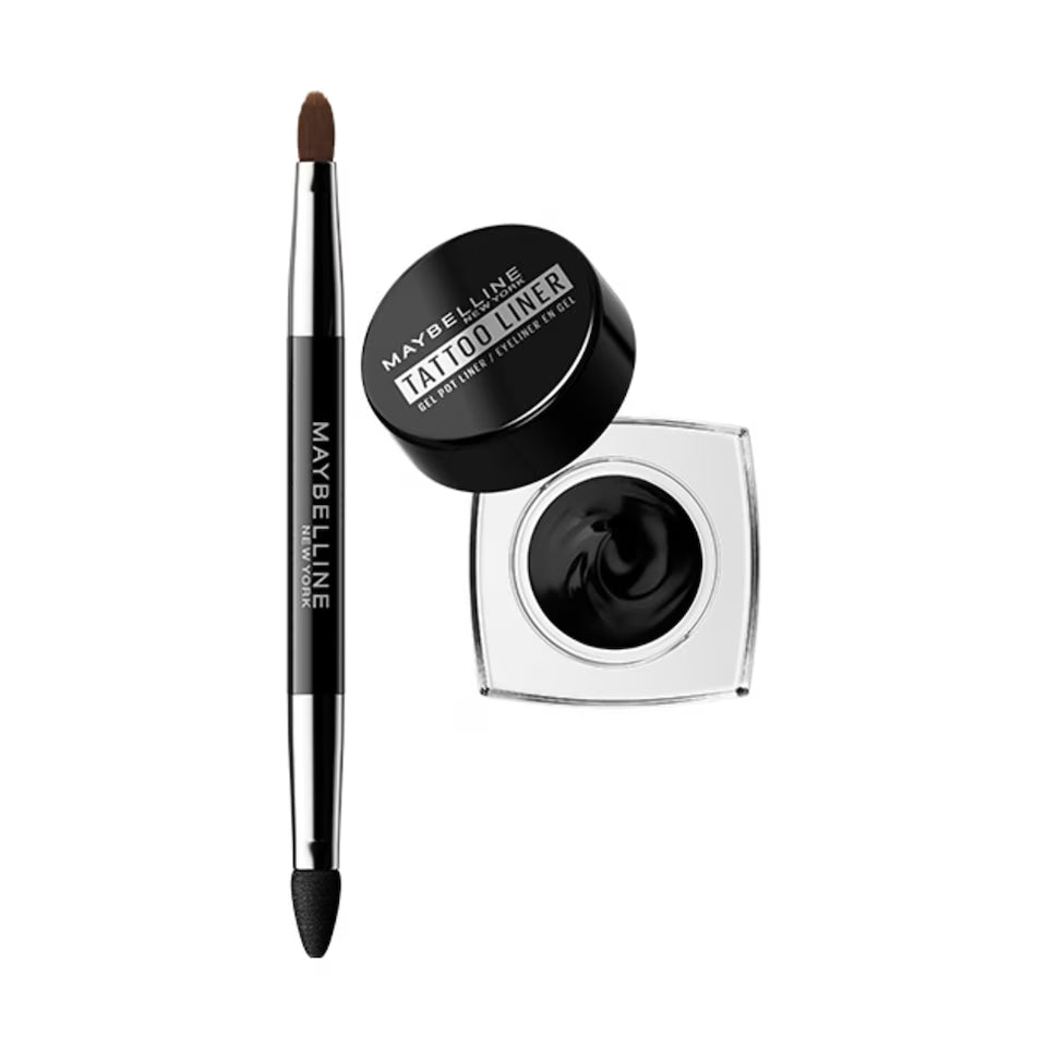 Maybelline Tattoo Liner Gel Pot Eyeliner + 2 In 1 Brush - 950 Blackest Black