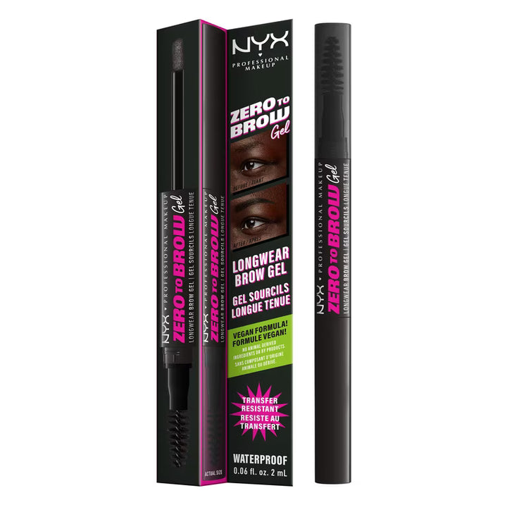 NYX Zero To Brow Longwear Waterproof  Eyebrow Gel  - 08 Black