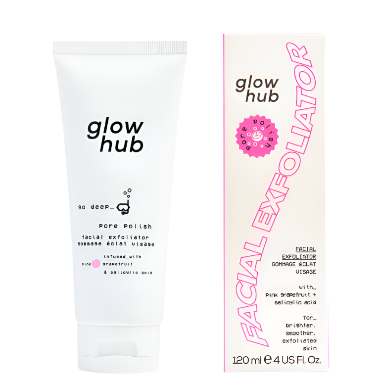 Branded Beauty Glow Hub Facial Exfoliator 
 Pore Polish with Pink Grapefruit and Salicylic acid - 120ml