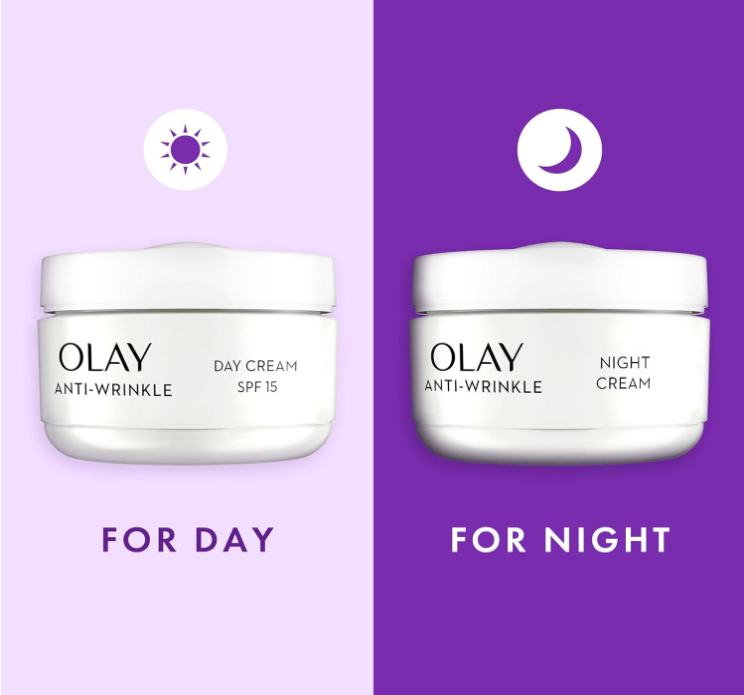 Branded Beauty Olay Anti-Wrinkle Set - Day Cream 50ml  / Night Cream 50ml (2x50ml)