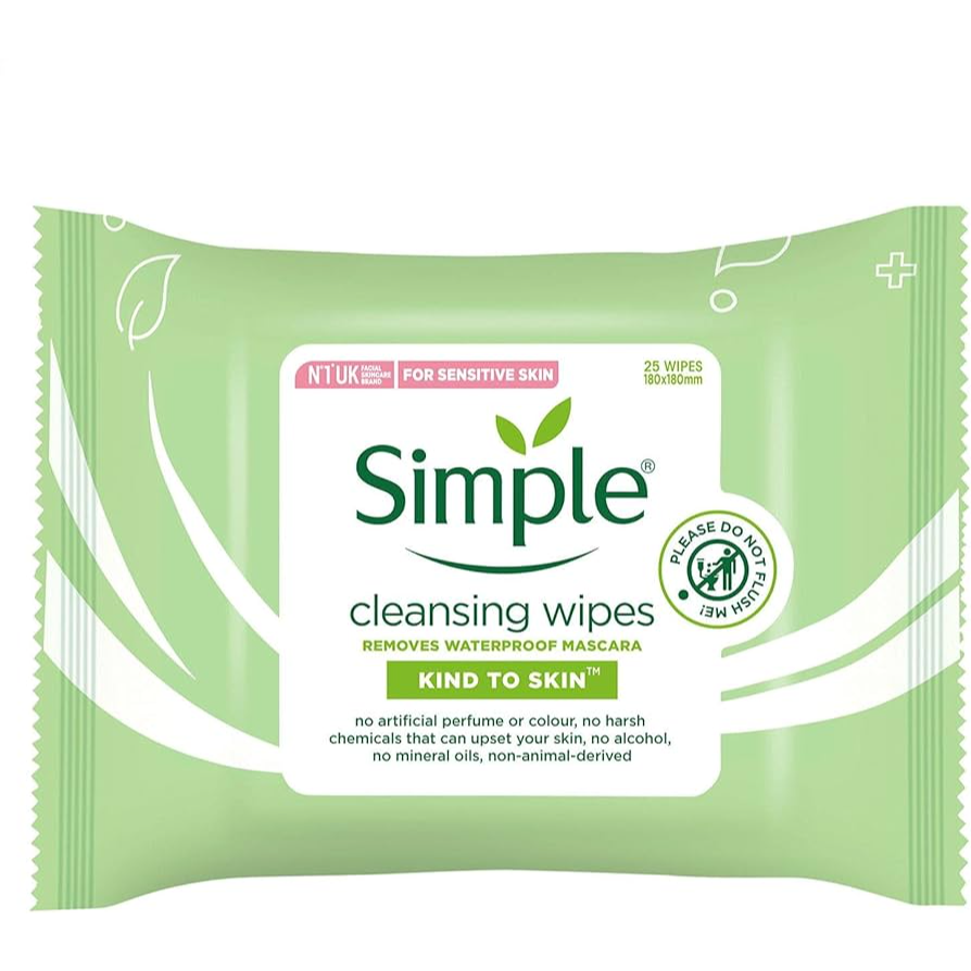 Branded Beauty Simple Anti-Bacterial Face Cleansing Wipes – 20 Pack