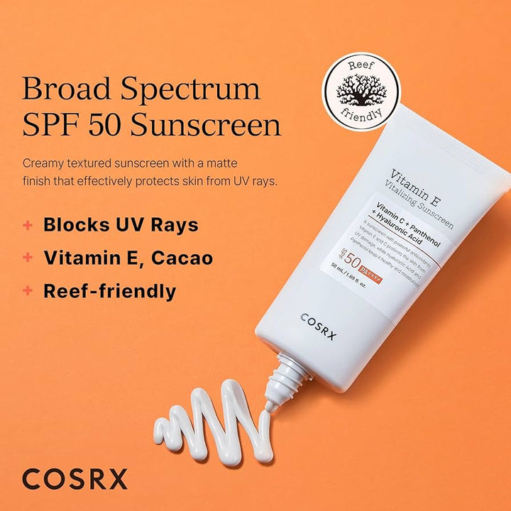 CosRx Vitamin E Vitalising Sunscreen SPF50 50ml - Branded Beauty