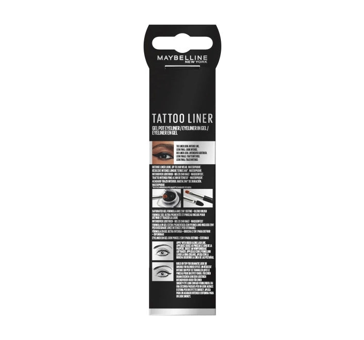 Maybelline Tattoo Liner Gel Pot Eyeliner + 2 In 1 Brush - 950 Blackest Black