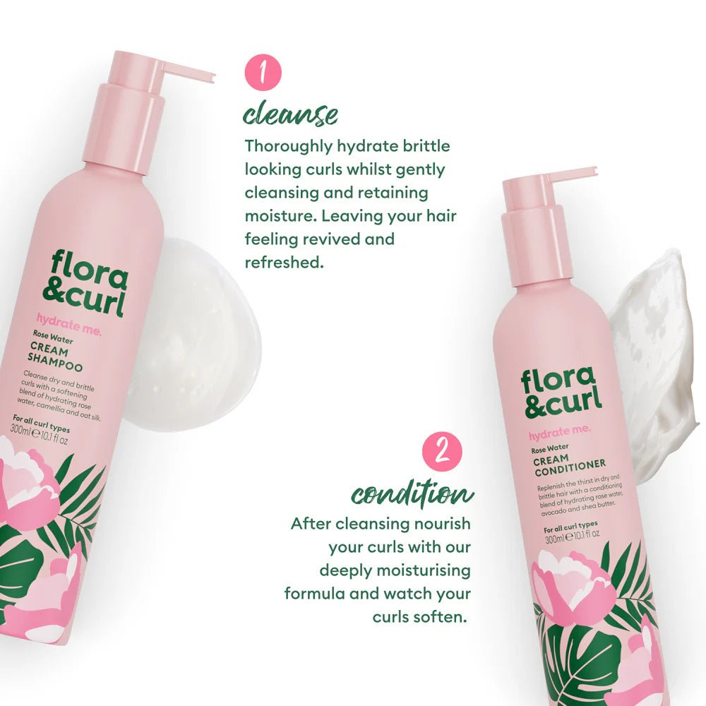 Flora and Curl Cream Shampoo - Rosewater 300ml - Branded Beauty