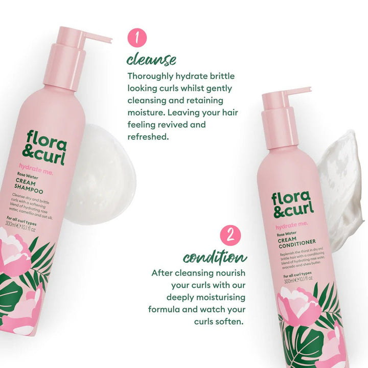 Flora and Curl Cream Shampoo - Rosewater 300ml - Branded Beauty