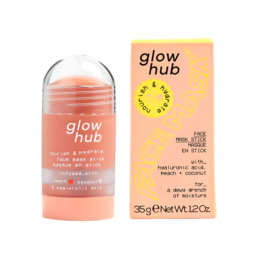 Glow Hub Face Mask Stick Nourish and Hydrate with Hyaluronic acid - Peach and Coconut 35g - Branded Beauty