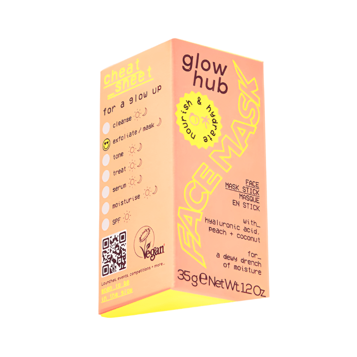 Glow Hub Face Mask Stick Nourish and Hydrate with Hyaluronic acid - Peach and Coconut 35g - Branded Beauty