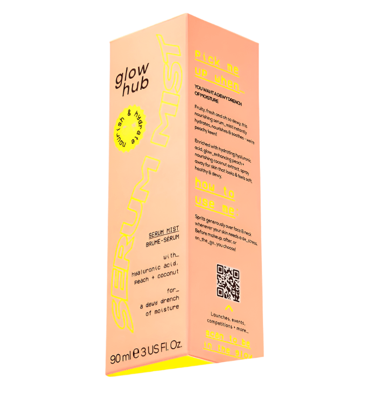 Glow Hub Nourish and Hydrate Serum Mist with Hyaluronic acid 90ml - Peach and Coconut - Branded Beauty