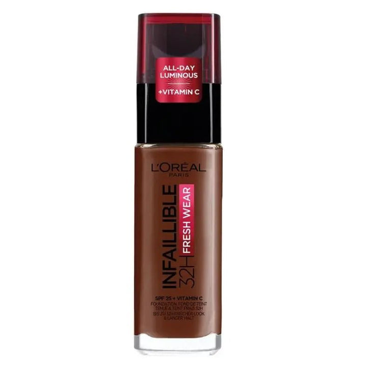L'Oreal Paris Infaillible 24H Fresh Wear Liquid Foundation - 390 Ebony - Branded Beauty