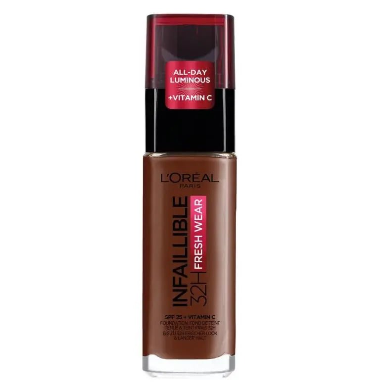 L'Oreal Paris Infaillible 24H Fresh Wear Liquid Foundation - 390 Ebony - Branded Beauty