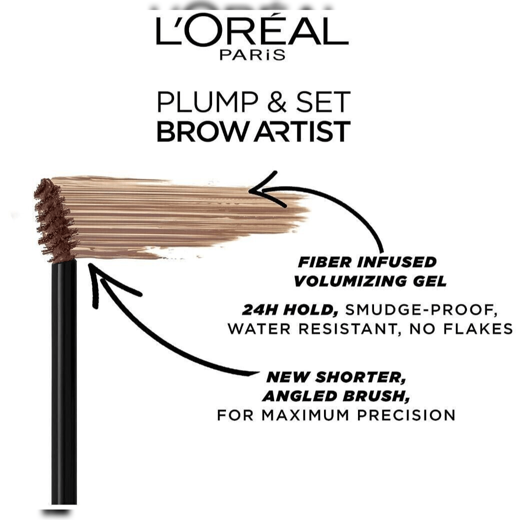 L'Oreal Paris Plump & Set Brow Artist Volumising Brow Gel - 102 Warm Blonde - Branded Beauty