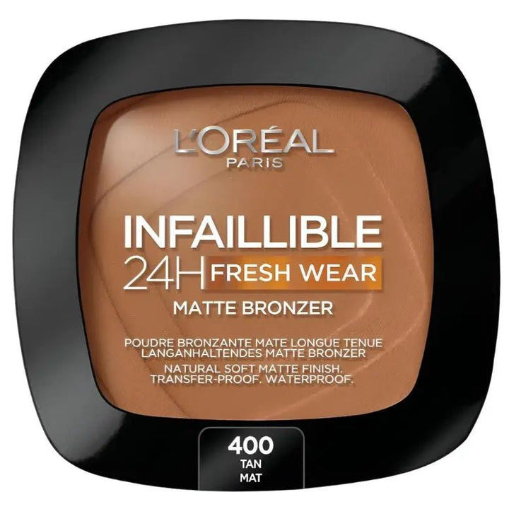 L'Oréal Paris Soft Matte Bronzer, Longwear, Matte Finish, Waterproof and Transfer - proof, Infallible 24H, 400 - Branded Beauty