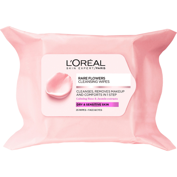 L’Oreal Rare Flowers Skin Care Cleaning Wipes – 25 Pack - Branded Beauty
