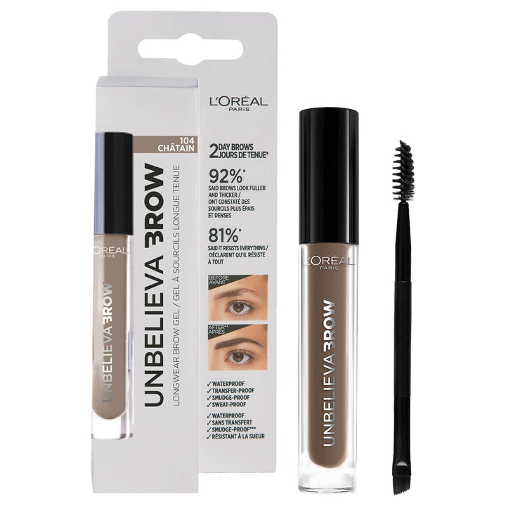 L'Oreal Unbelieva Brow Longwear Brow Gel - 104 Chatain - Branded Beauty