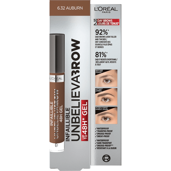 L'Oreal Unbelieva Brow Longwear Brow Gel - 6.32 Auburn - Branded Beauty