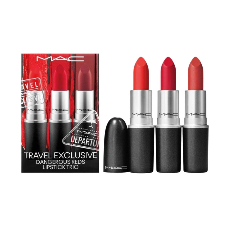 MAC Dangerous Red Lipstick Trio Set 3pcs - Branded Beauty