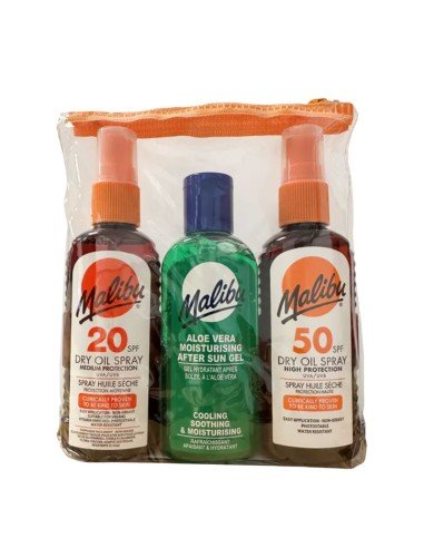 Malibu 3pack Sun Tanning Oil - SPF20, 50 and After Sun 100ml - Branded Beauty