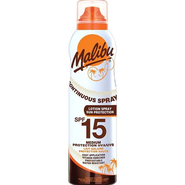 Malibu Continuous Sun Cream Spray - SPF15 175ml - Branded Beauty