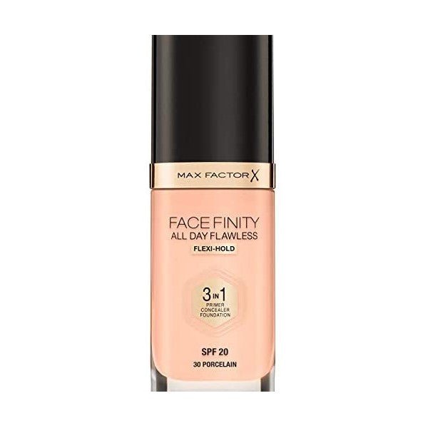 Max Factor Face Finity 3 In 1 All Day Flawless Foundation - 30 Porcelain - Branded Beauty