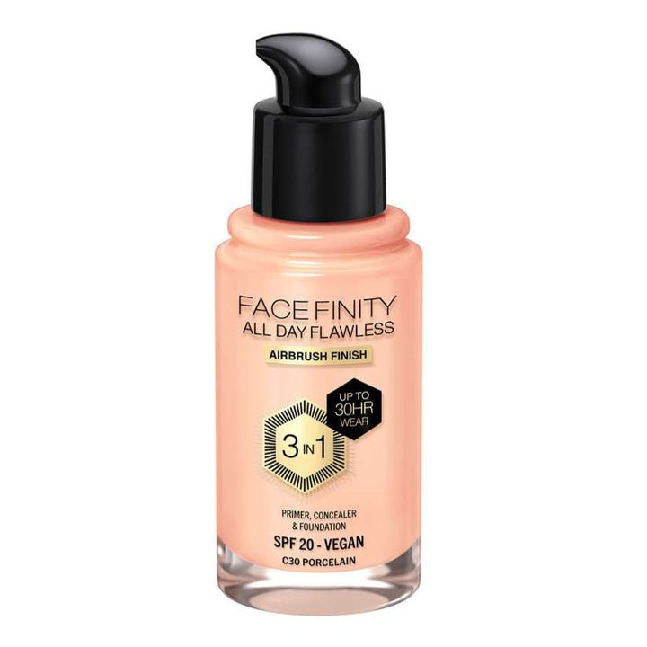 Max Factor Face Finity 3 In 1 All Day Flawless Foundation - 30 Porcelain - Branded Beauty