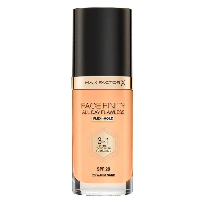 Max Factor Face Finity 3 In 1 All Day Flawless Foundation - 70 Warm Sand - Branded Beauty