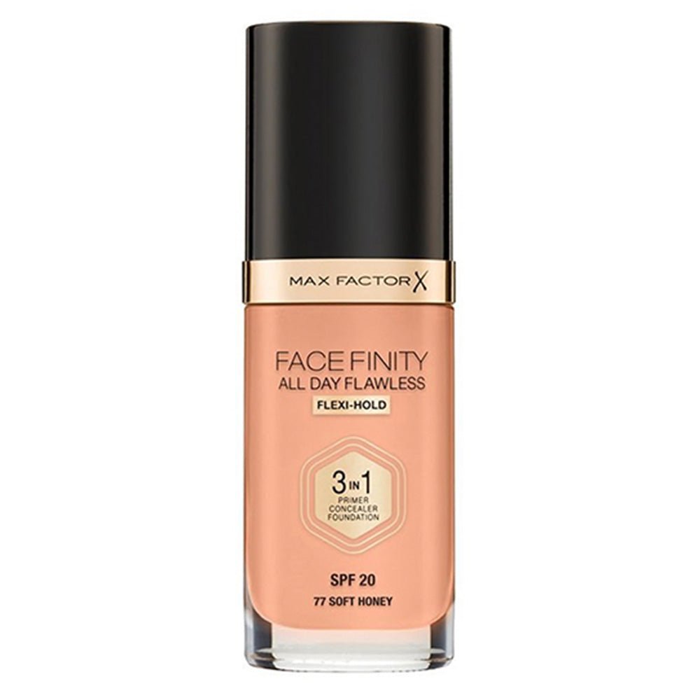 Max Factor Face Finity 3 In 1 All Day Flawless Foundation - 77 Soft Honey - Branded Beauty