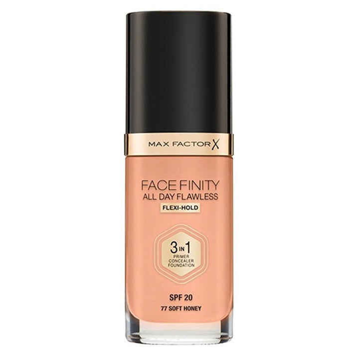 Max Factor Face Finity 3 In 1 All Day Flawless Foundation - 77 Soft Honey - Branded Beauty