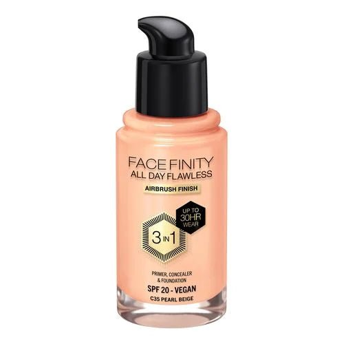 Max Factor Face Finity 3 In 1 All Day Flawless Foundation - C35 Pearl Beige - Branded Beauty