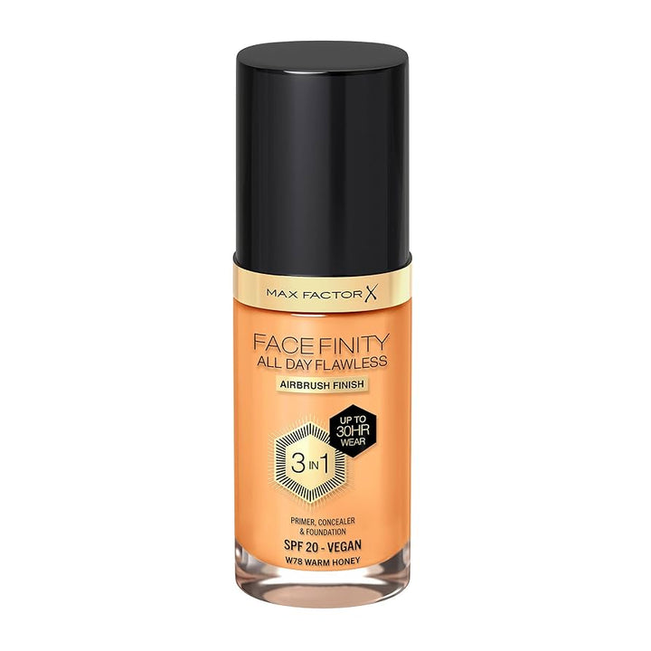 Max Factor Face Finity 3 In 1 All Day Flawless Foundation - W78 Warm Honey - Branded Beauty