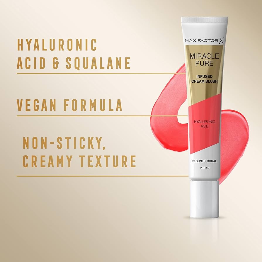 Max Factor Miracle Pure Infused Cream Blush - 02 Sunlit Coral - Branded Beauty