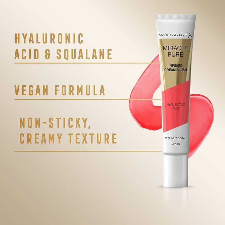 Max Factor Miracle Pure Infused Cream Blush - 02 Sunlit Coral - Branded Beauty