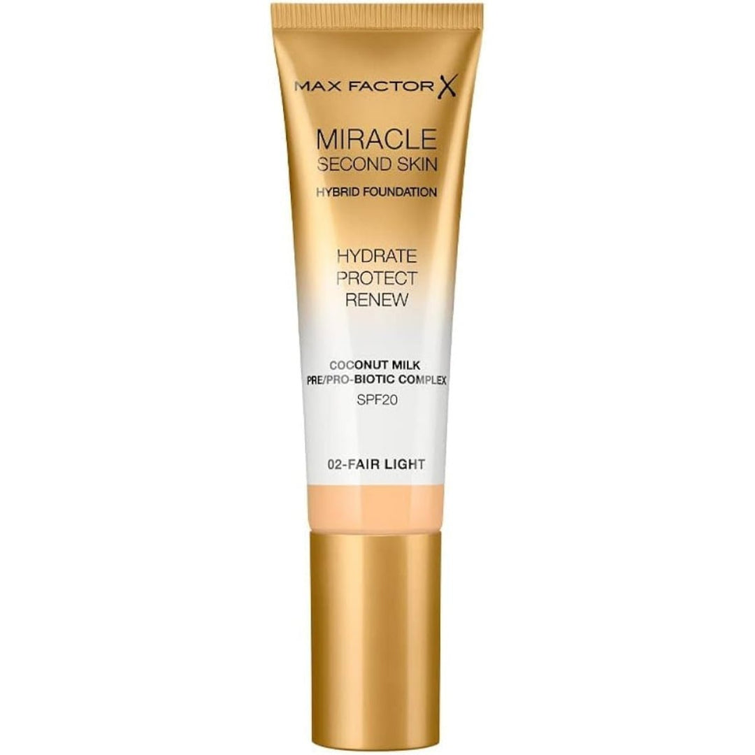 Max Factor Miracle Second Skin Hybrid Foundation - 02 Fair Light - Branded Beauty