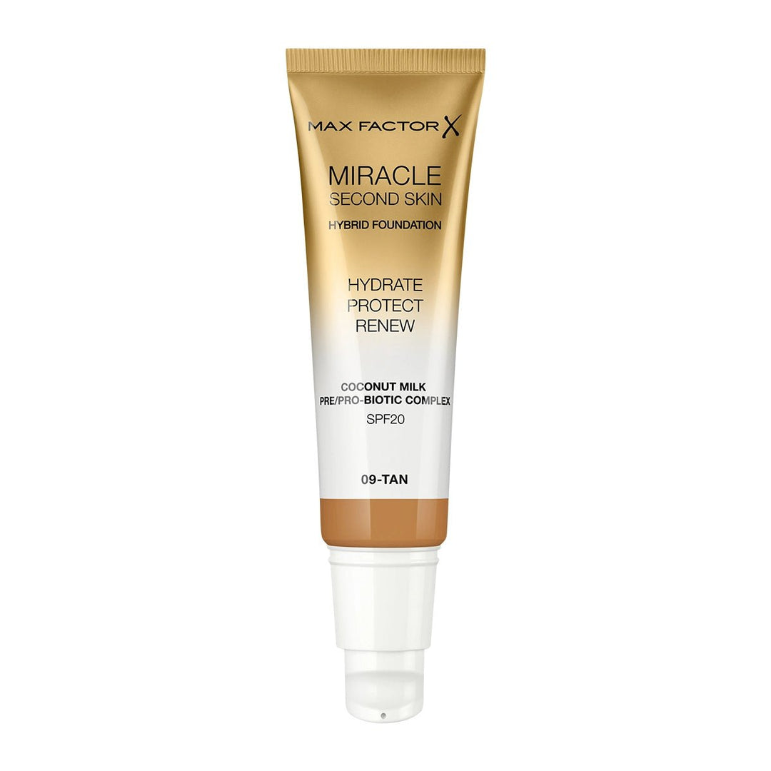 Max Factor Miracle Second Skin Hybrid Foundation - 09 Tan - Branded Beauty