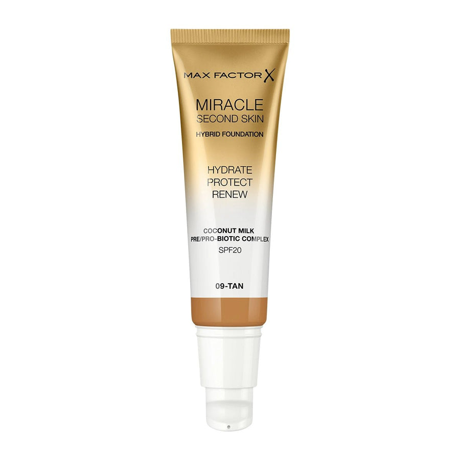 Max Factor Miracle Second Skin Hybrid Foundation - 09 Tan - Branded Beauty