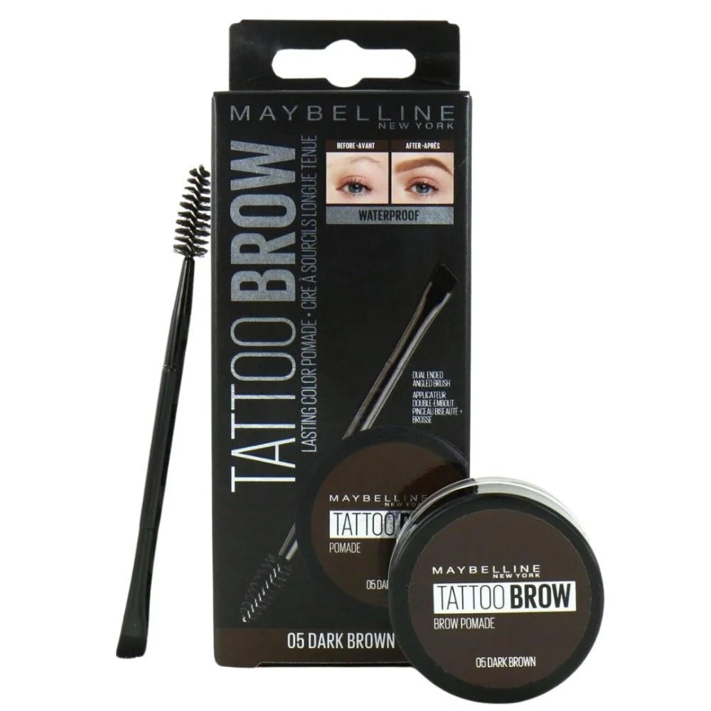Maybelline Tattoo Brow Waterproof Pomade - 05 Dark Brown - Branded Beauty
