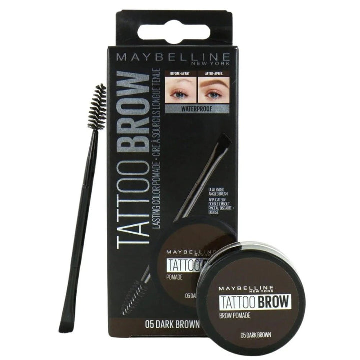Maybelline Tattoo Brow Waterproof Pomade - 05 Dark Brown - Branded Beauty