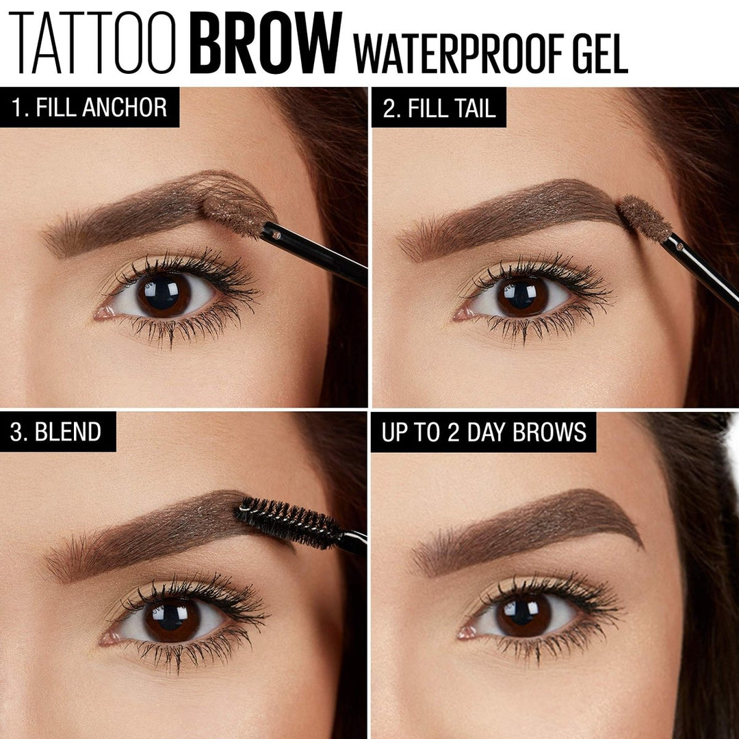 Maybelline Tattoo Studio Waterproof Brow Gel - 255 Soft Brown - Branded Beauty