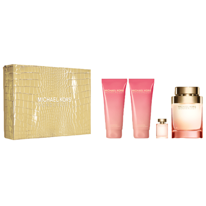 Micheal Kors Wonderlust Set: EDP Spray 100ml + Body Lotion 100ml + Shower Gel 100ml + EDP 4ml - Branded Beauty