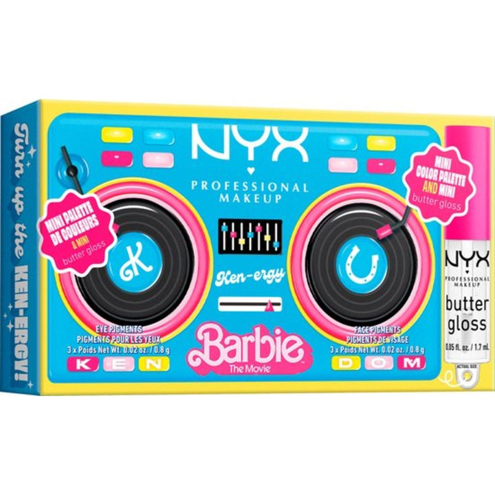 NYX Barbie The Movie Mini Color Palette & Lip Gloss - 02 Turn Up The Ken-Ergy - Branded Beauty