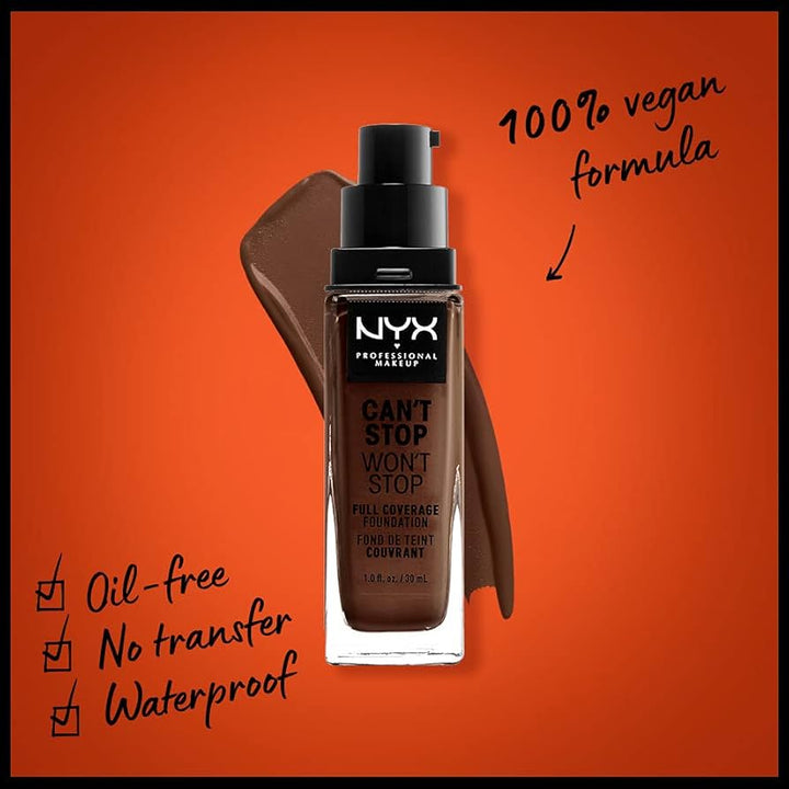 NYX Professional Makeup Can't Stop Won't Stop Up To 24H Full Coverage Foundation - 22.3 Walnut - Branded Beauty