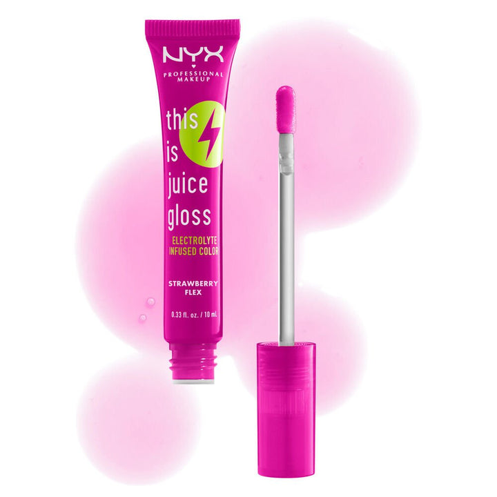 NYX This Is Juice Gloss Electrolyte Infused Color - 03 Strawberry Flex - Branded Beauty