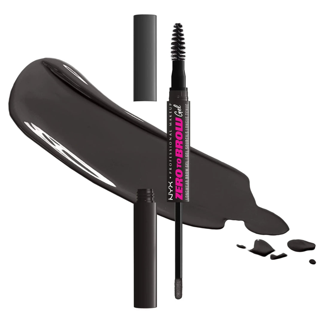 NYX Zero To Brow Longwear Waterproof Eyebrow Gel - 08 Black - Branded Beauty