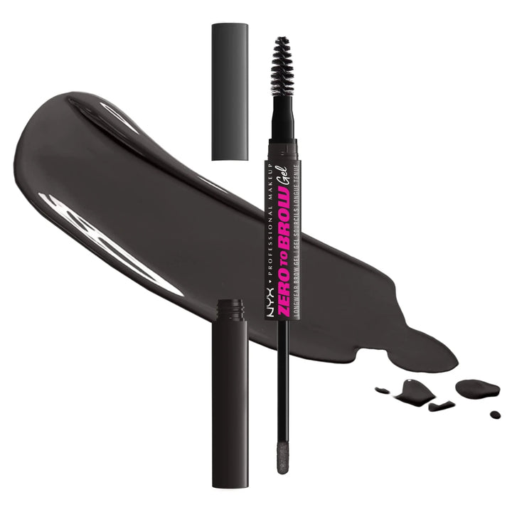 NYX Zero To Brow Longwear Waterproof Eyebrow Gel - 08 Black - Branded Beauty