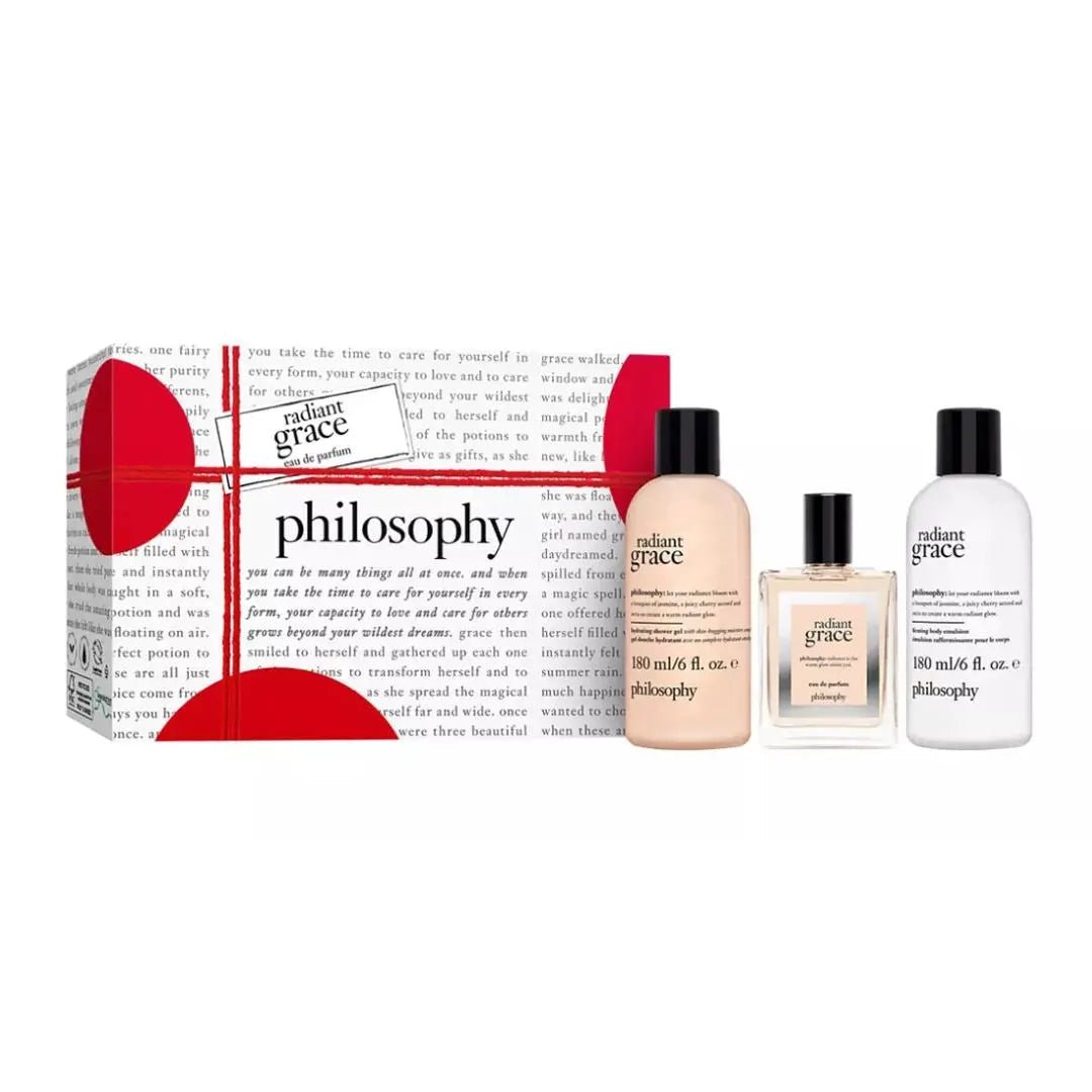 PHILOSOPHY RADIANT GRACE SET: 1 x EDP SPRAY 60ML / 1 x FIRMING BODY EMULSION 180ML / - Branded Beauty