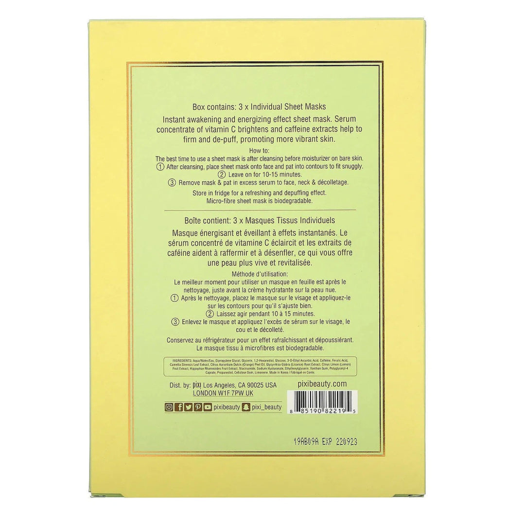 Pixi Vitamin C Energizing Sheet Mask - 3pack - Branded Beauty