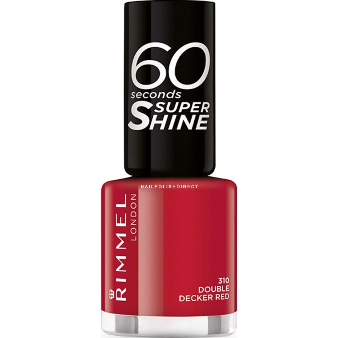 Rimmel 60 Seconds Super Shine Nail Polish - 310 Double Decker Red - Branded Beauty