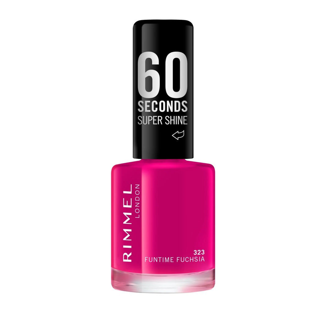 Rimmel 60 Seconds Super Shine Nail Polish - 323 Funtime Fuchsia - Branded Beauty