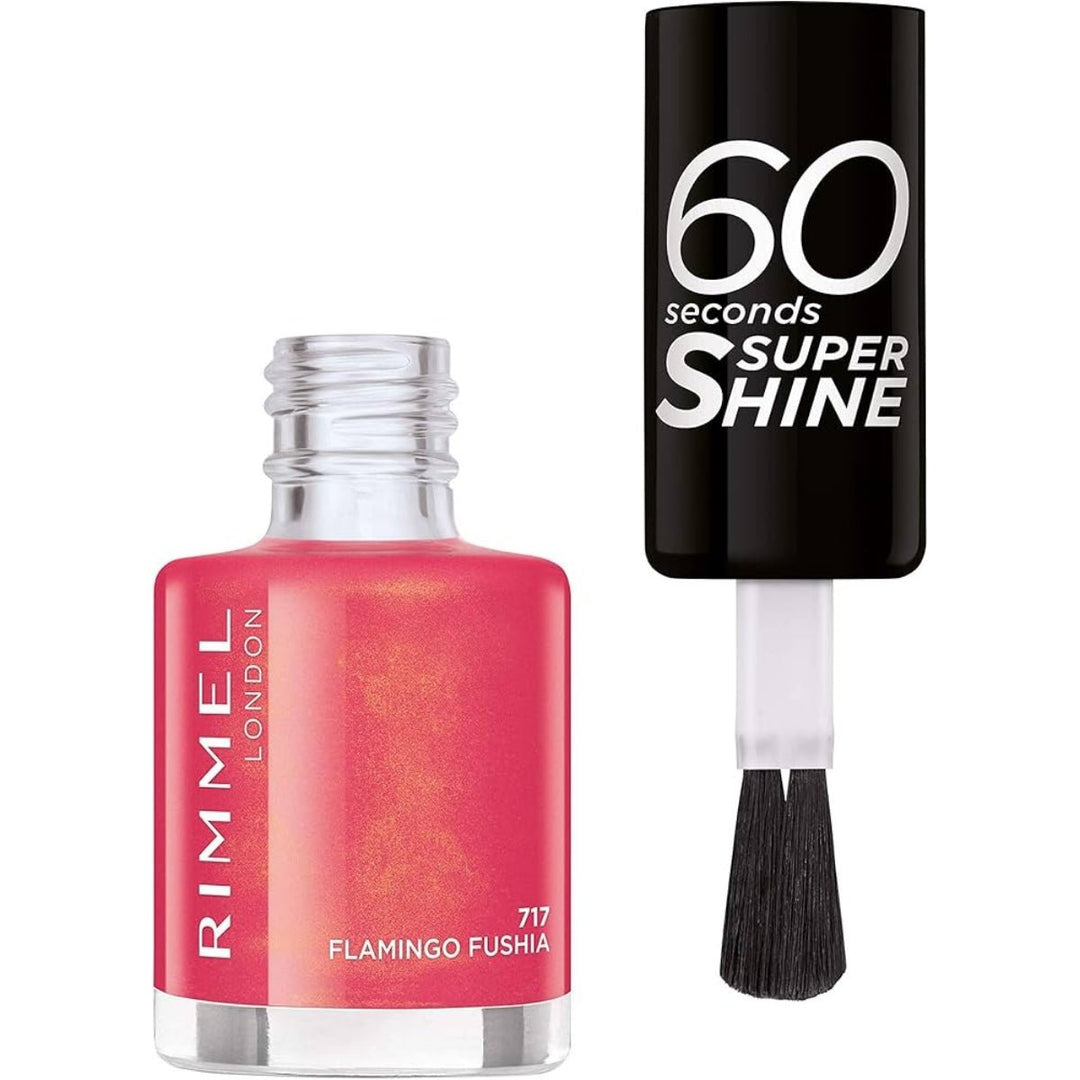 Rimmel 60 Seconds Super Shine Nail Polish - 717 Flamingo Fushia - Branded Beauty
