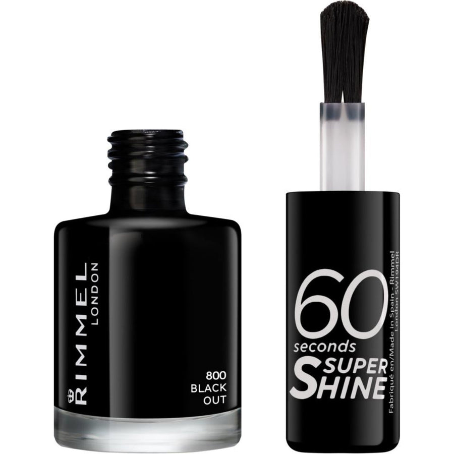 Rimmel 60 Seconds Super Shine Nail Polish - 800 Black Out - Branded Beauty