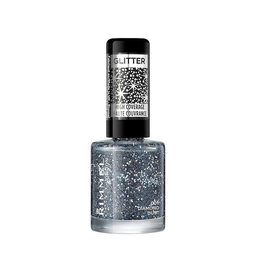 Rimmel Glitter High Coverage Nail Polish - 001 Diamond Dust - Branded Beauty
